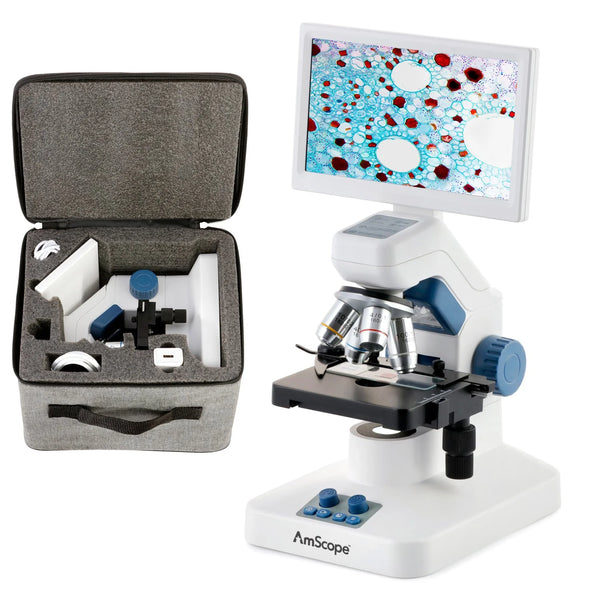 Microscopio compuesto digital AmScope Full HD de 7"